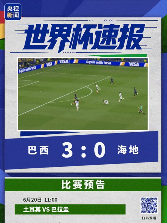 库尼亚双响!巴西队3-0战胜海地队;赛巴里闪电破门,摩洛哥1-0小胜苏格兰;美国2-0澳大利亚,小组赛两连胜提前出线